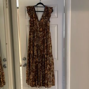 Long tiered V neck dress